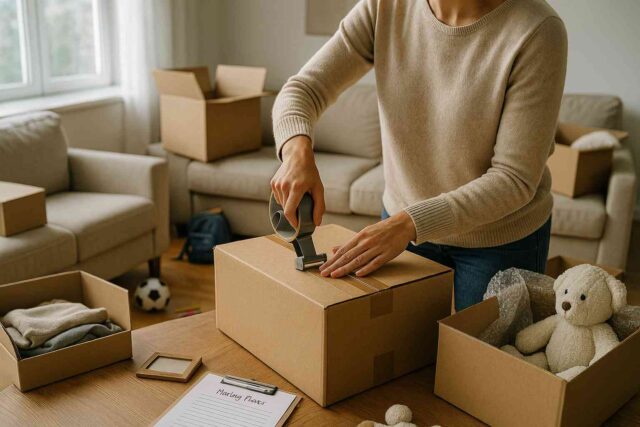 person packing a box