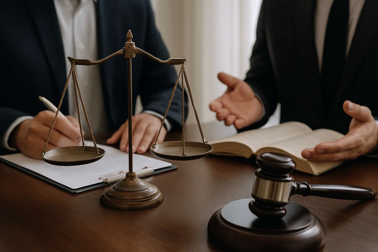 lawyers in office discussing a case